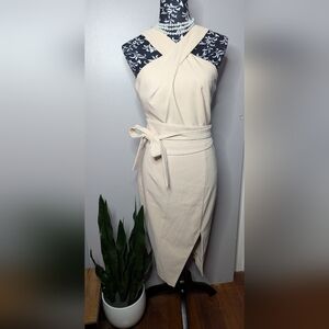 Elegant Cream Wrap Dress Lavish Alice Size 8